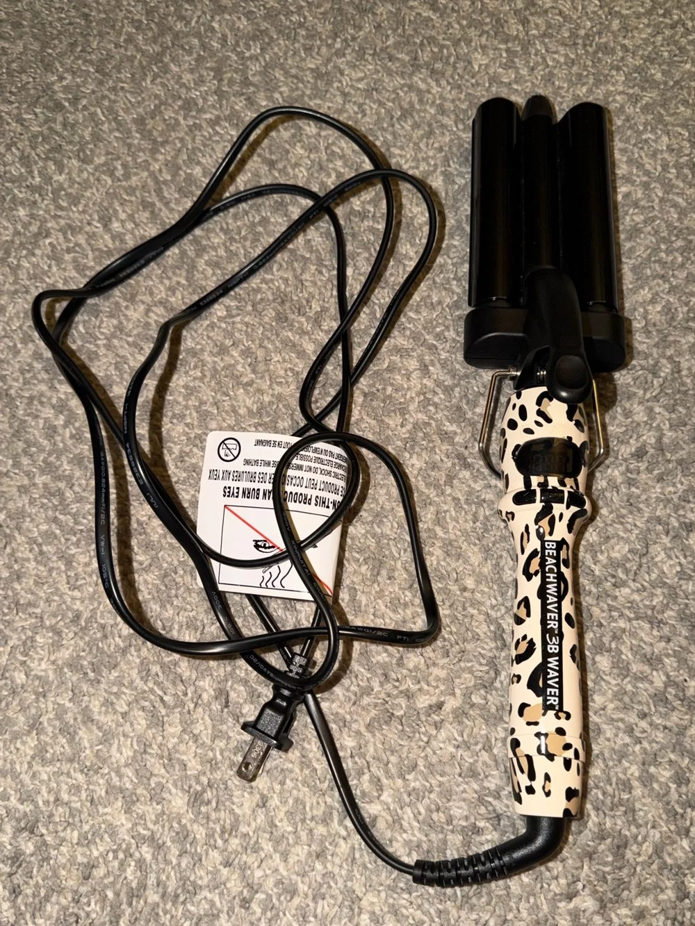 Beachwaver Triple Barrel 3B Professional Hair Curling Iron Cheetah Waver Catwalk